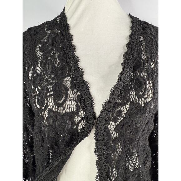 Benancy Lace Cardigan Sz L Black Whimsigoth Witchy Fairy Grunge Gothic Sheer Y2K - Picture 2 of 9